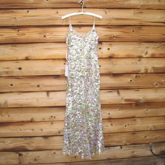 MAC DUGGAL 6153 Multicolor Sleeveless Floral Paillette Embellished Mesh Gown - Picture 12 of 15